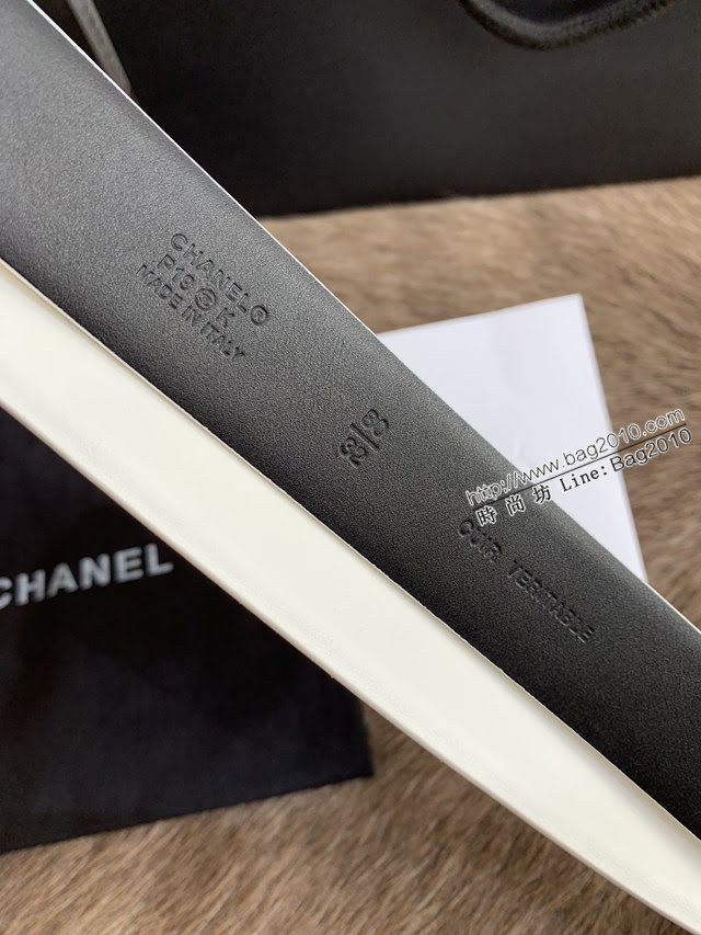 Chanel女士皮帶 香奈兒小香鑽圈雙面用小牛皮腰帶  jjp1164